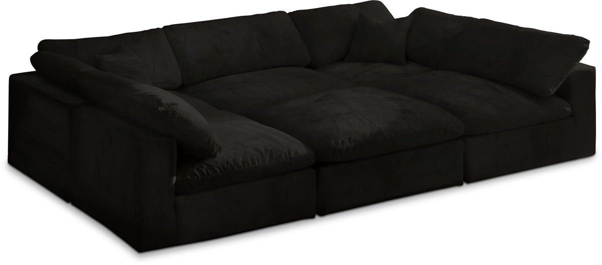 Cozy Velvet Modular Sectional — 6-Piece Sectional — Black