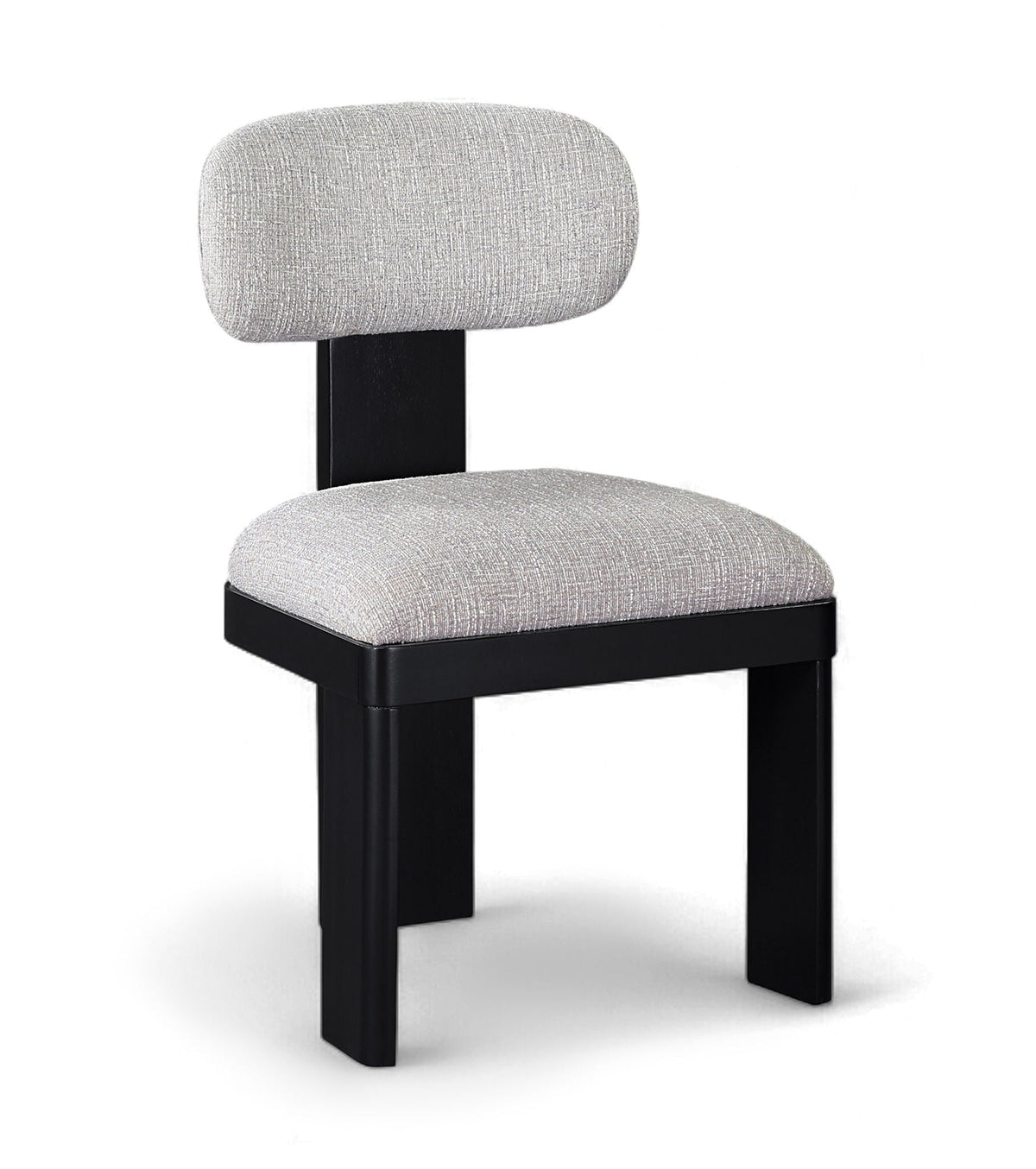 Timbra - Linen Textured Fabric Upholstered Dining Chair (Set of 2) with Black Base