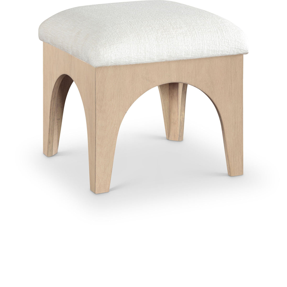 Lawson - Chenille Fabric Ottoman with Natural Base