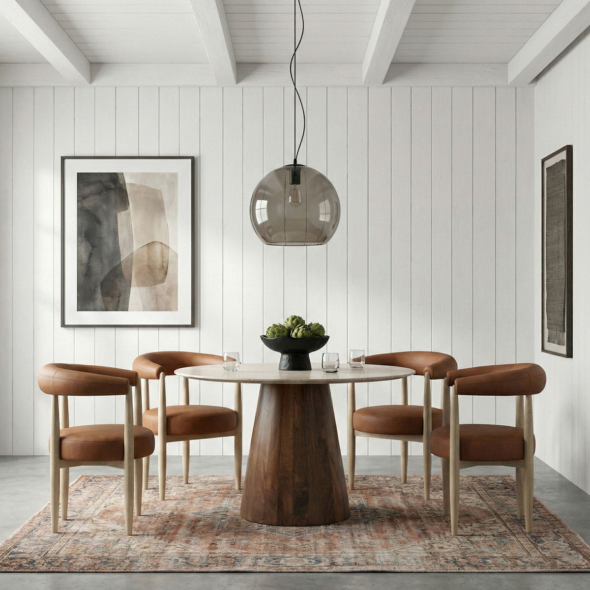 Sable Vegan Leather Dining Chair Set of 2 with Natural Base