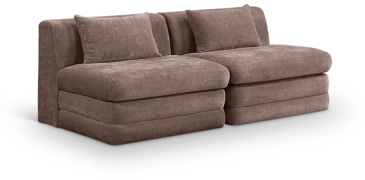 Stellar Chenille Modular Sectional — 2-Piece 76" Loveseat — Brown