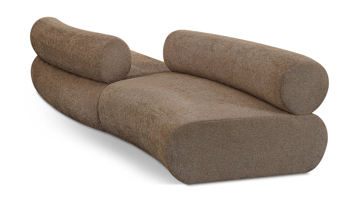 Bale Chenille Modular Sectional — 2-Piece Curved Sofa — Brown