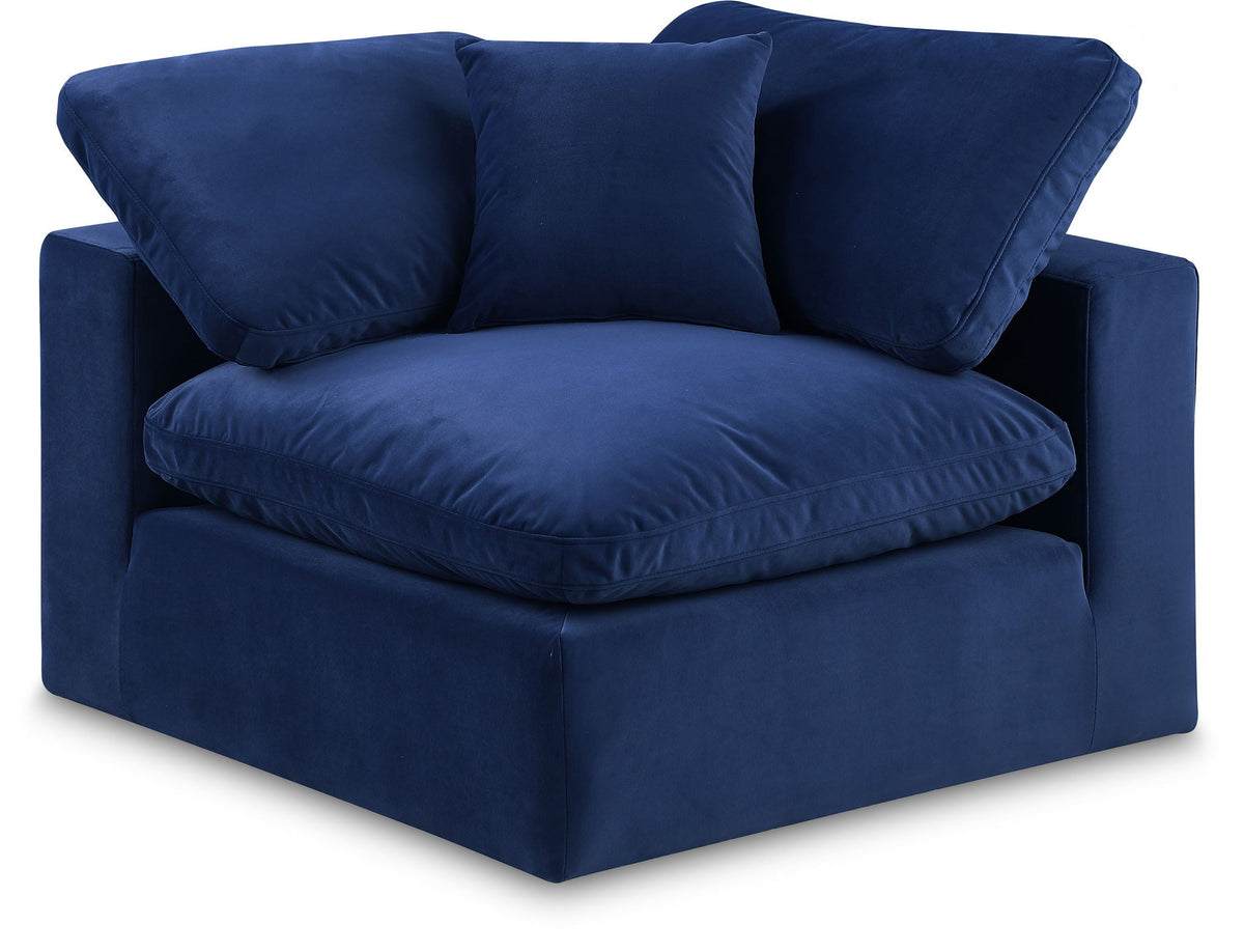 Comfy Velvet Modular Sectional — Add-On: Corner Chair — Navy