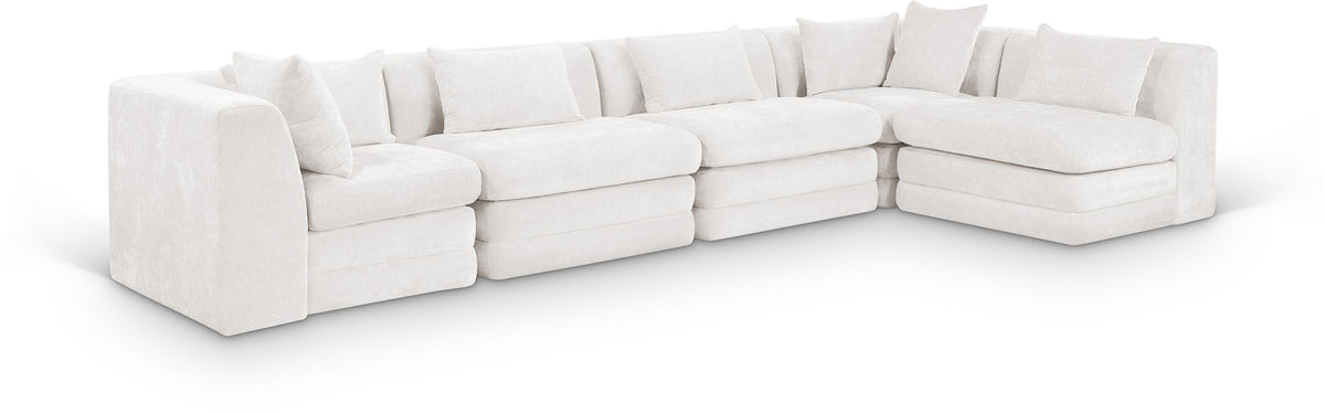 Stellar Chenille Modular Sectional — 5-Piece 152" Sectional, Style D — Cream