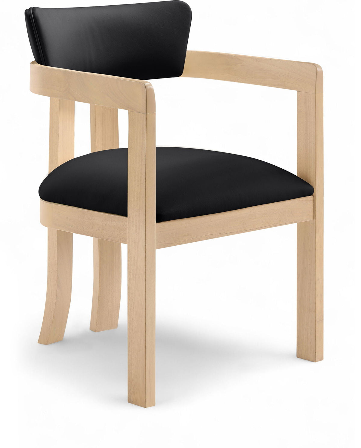 Lavrin Vegan Leather Dining Arm Chair (Set of 2) with Natural Base