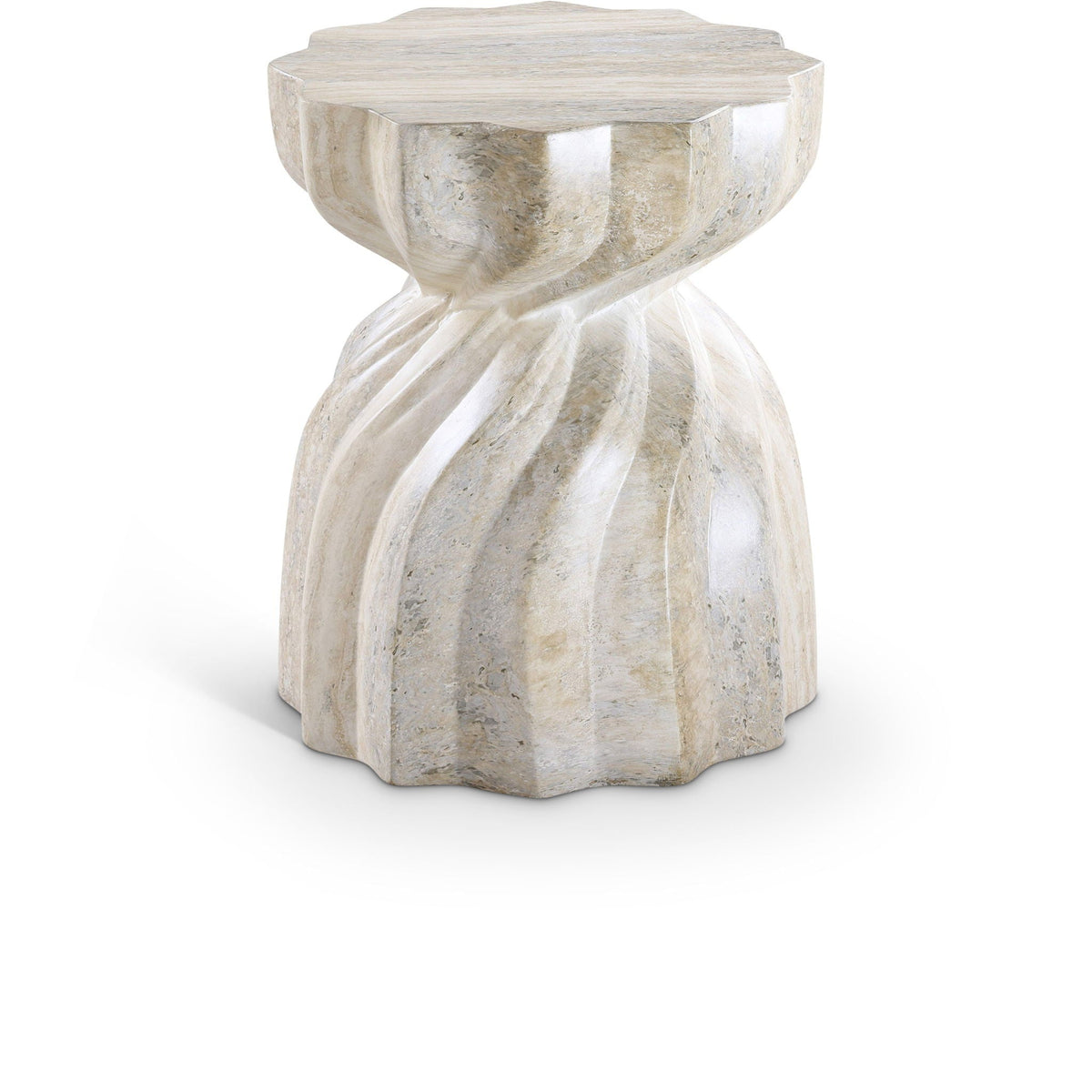 Caserta - Marble Finish Concrete End Table - Travertine Concrete
