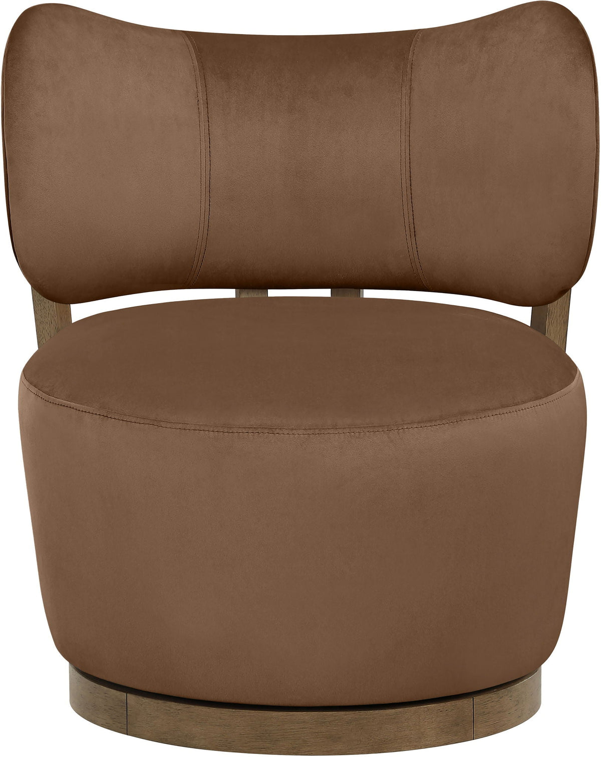 Elara - Velvet Upholstered Swivel Accent Chair with Brown Base