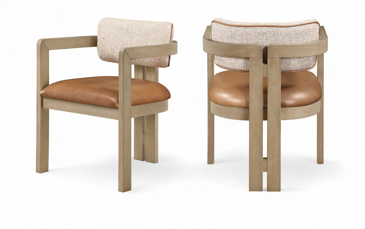 Ravina Upholstered Dining Chair Set of 2 with Natural Base