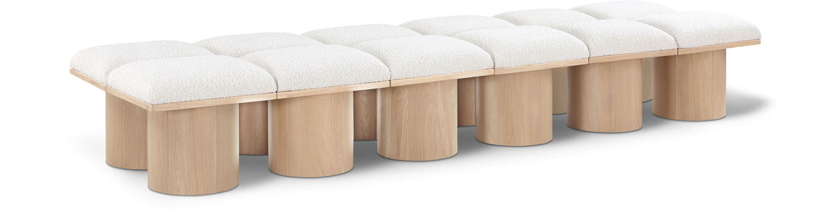 Pavilion Modular Bench 12-Piece Bench, 108"W x 31"D — Cream / Natural Base