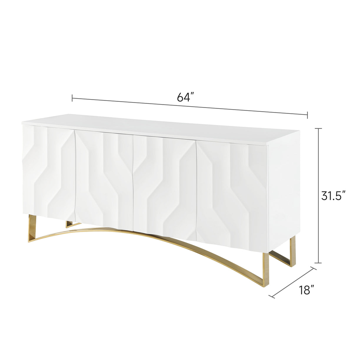 Bianca White Lacquer Console — Carved Push-to-Open Door