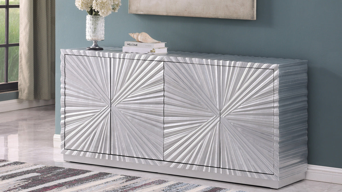 Selene Silver Leaf Console and Mirror Set