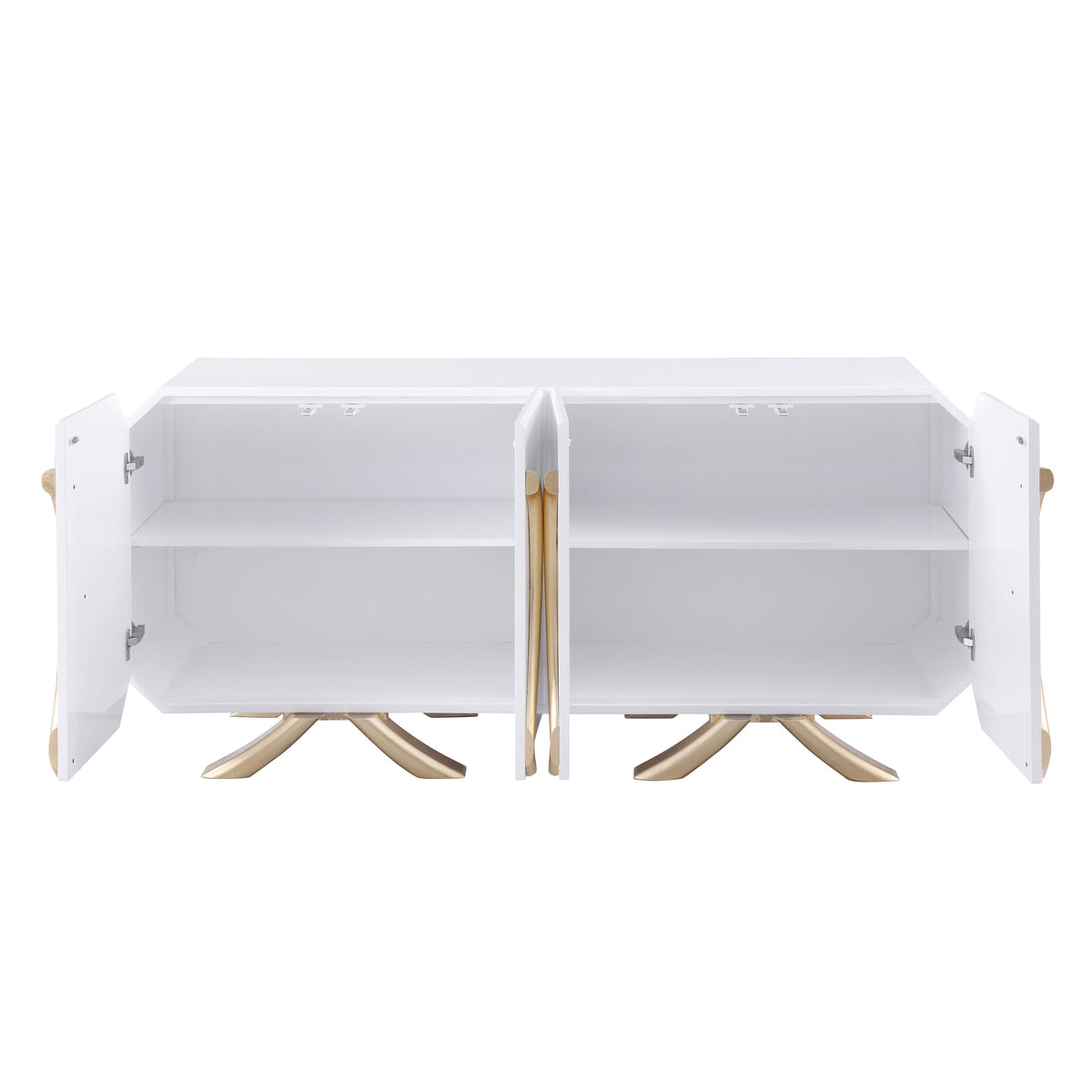 Aster White Lacquer Console and Mirror Set — Gold Leaf Detail