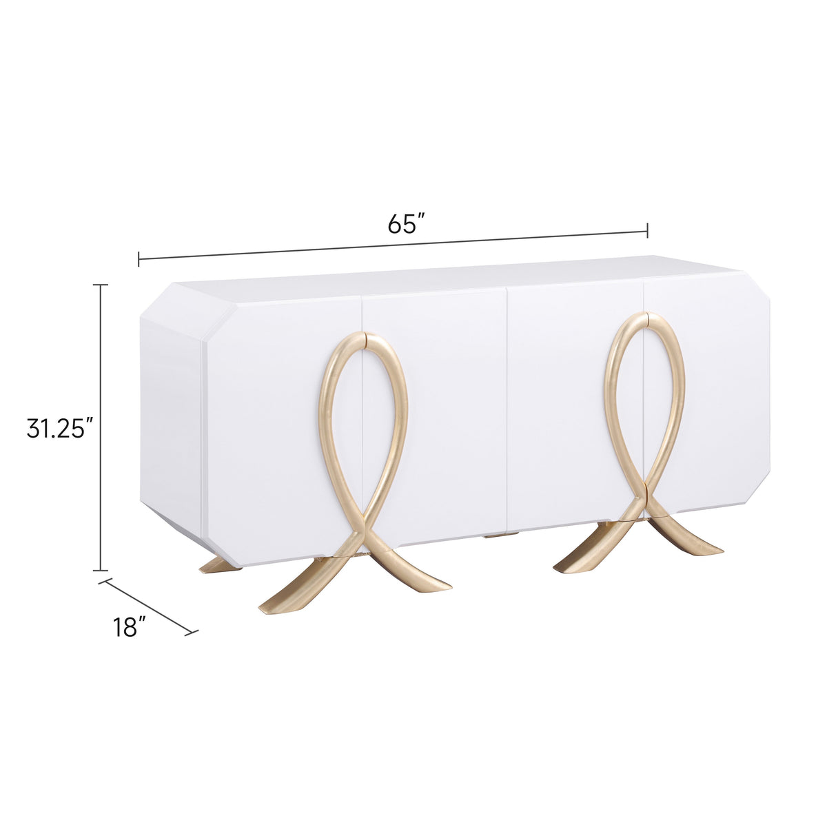 Aster White Lacquer Console and Mirror Set — Gold Leaf Detail