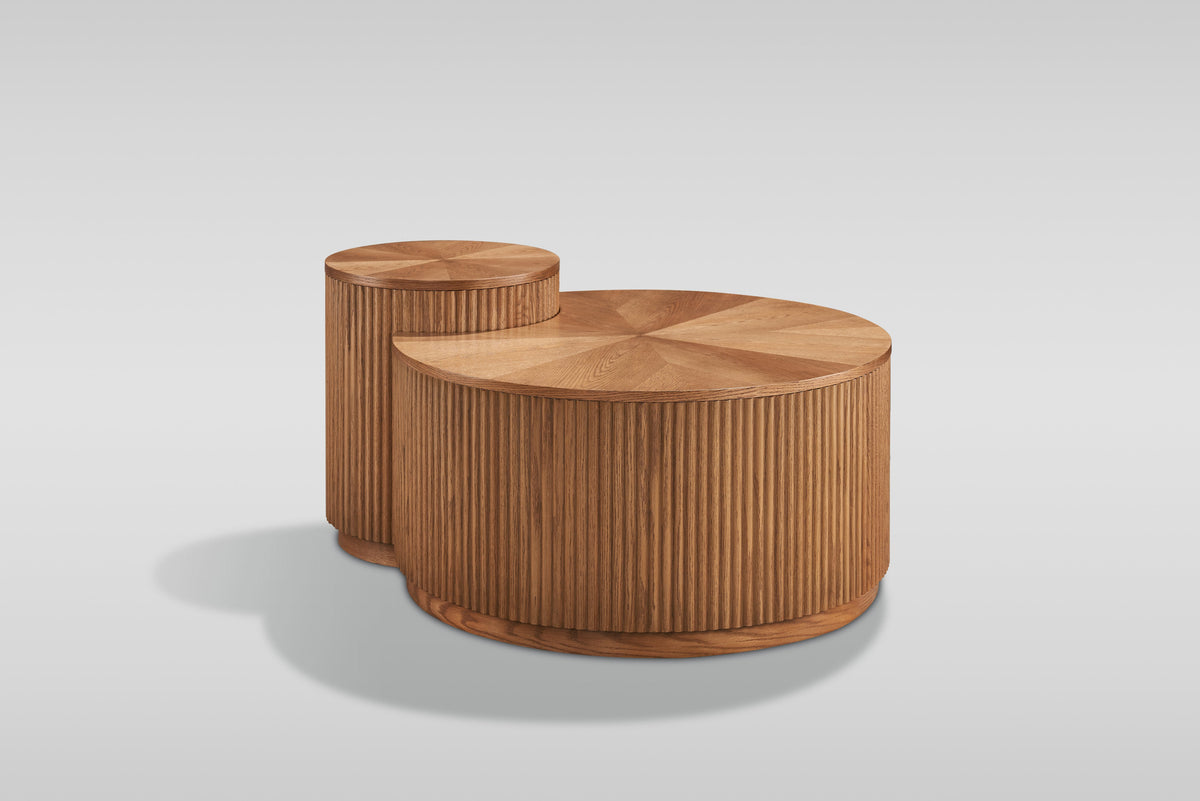 Larisa Natural Elm Wood Coffee and End Table Set