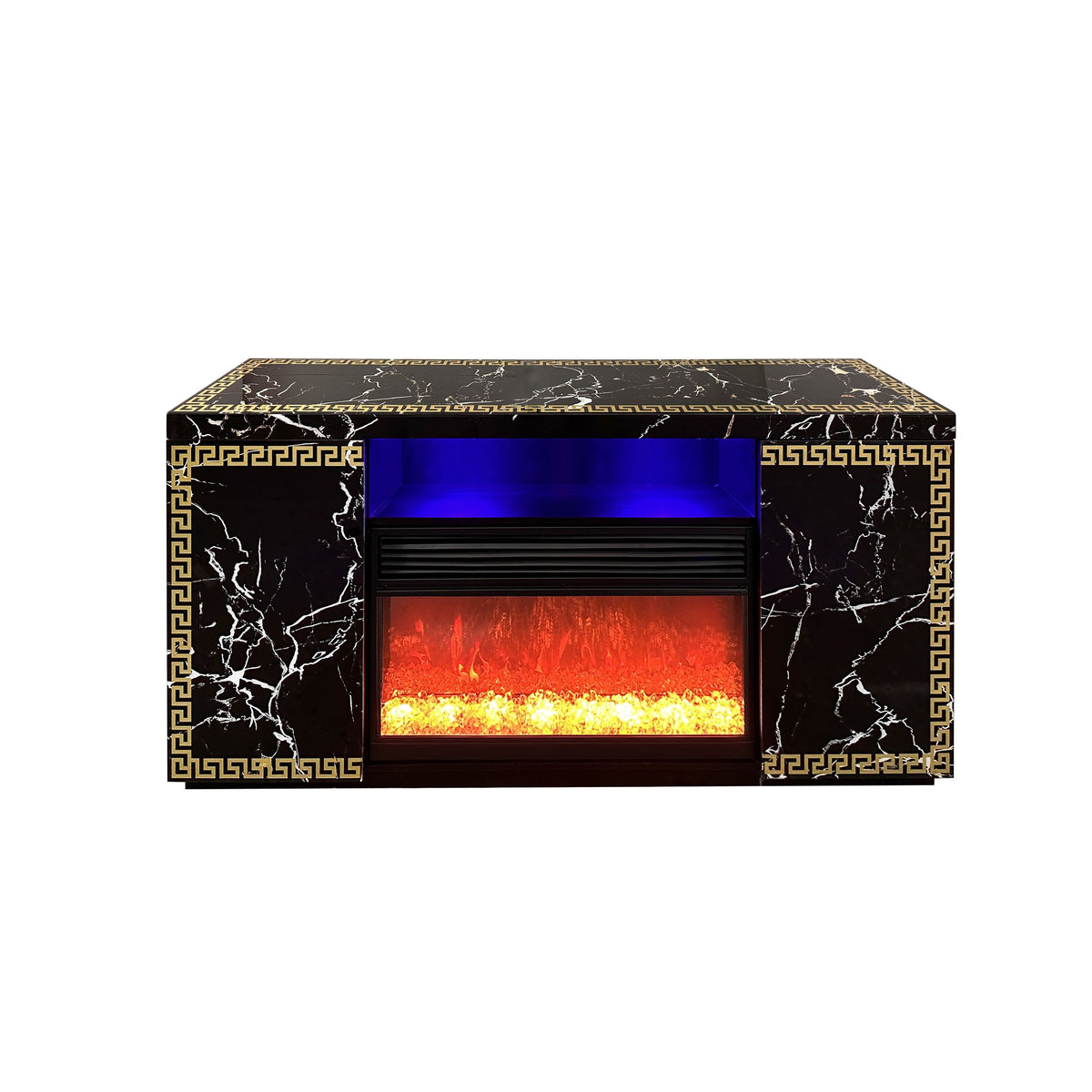 Versa Black TV Stand — Electric Fireplace, LED & Bluetooth