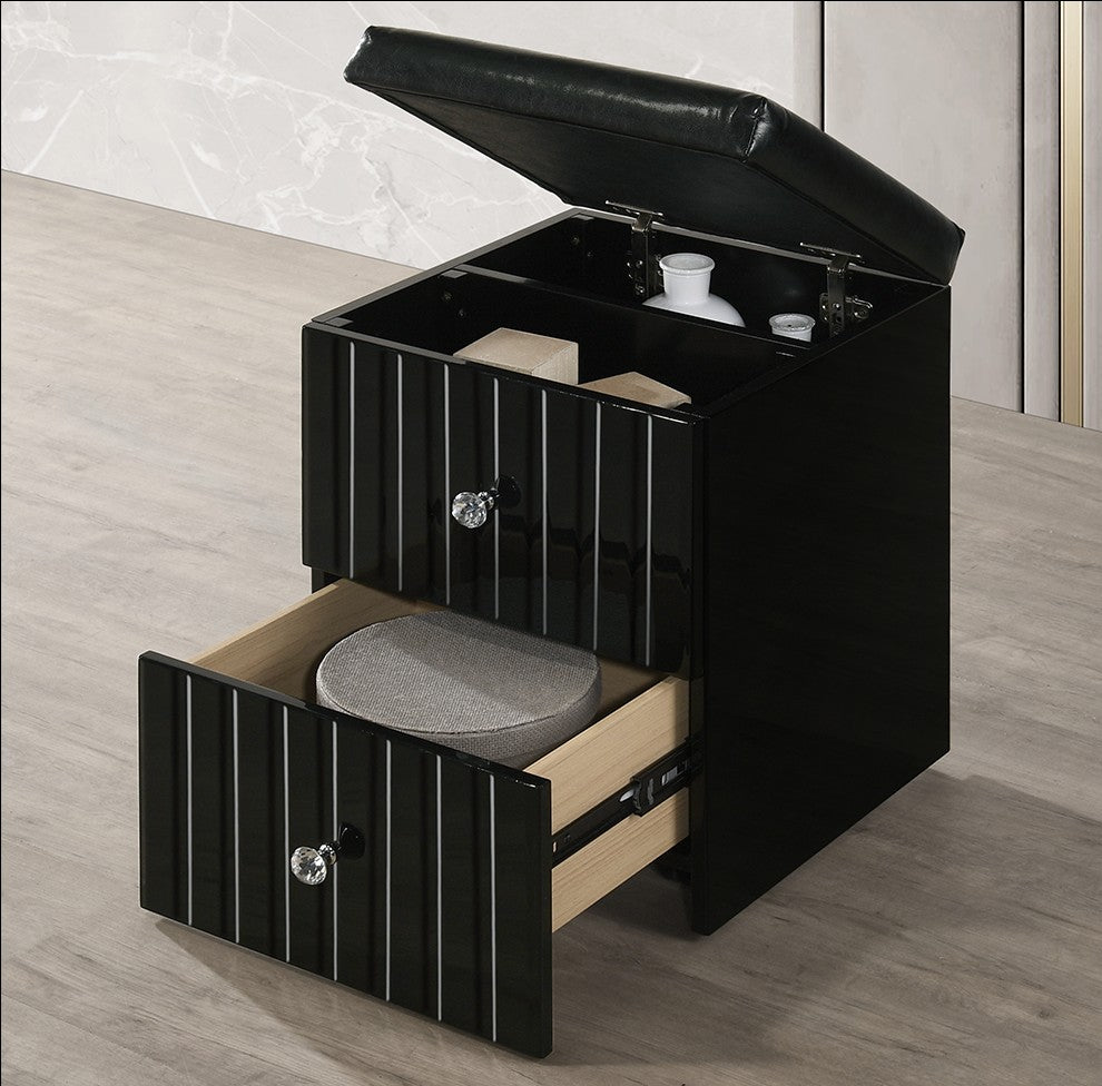 Gloria Hi-Gloss Black Smart Vanity — Glass Top & Lighted Mirror
