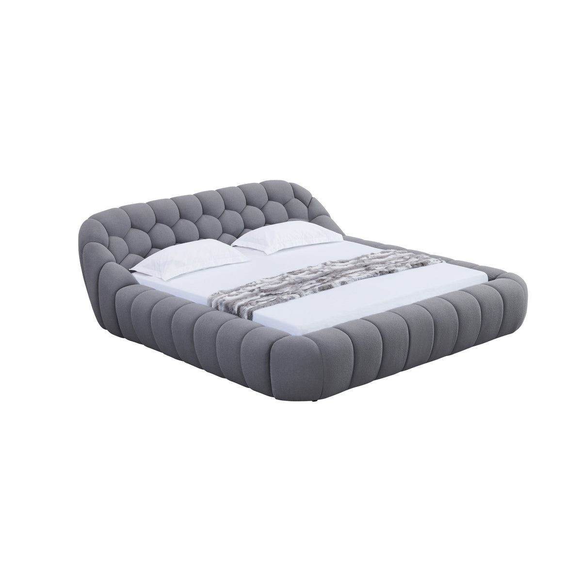 Bubbles Grey Teddy Bed — No Box Spring Needed