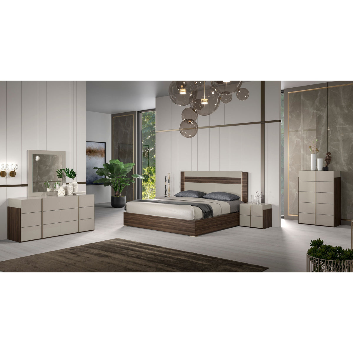 Aryan Upholstered Bedroom Set — Italian Made LED Headboard