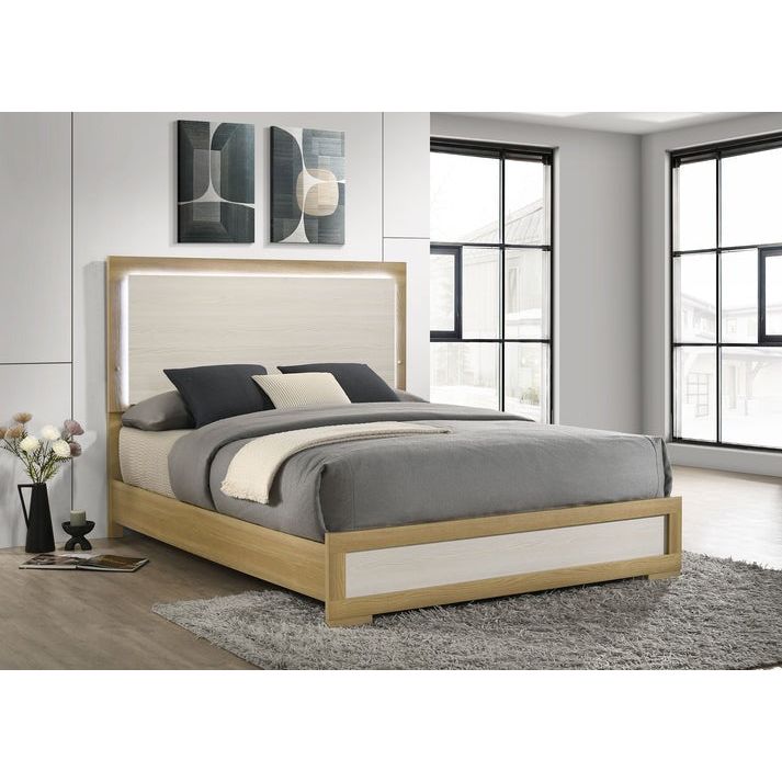 Maya Natural and White Bedroom Set — LED Headboard