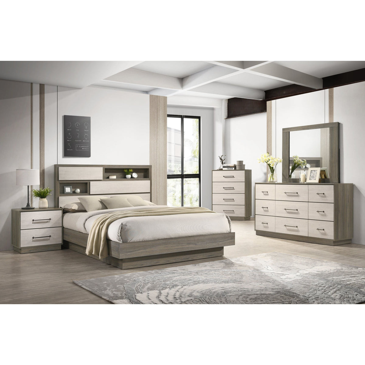 River Light Grey Bedroom Set — No Box Spring Needed