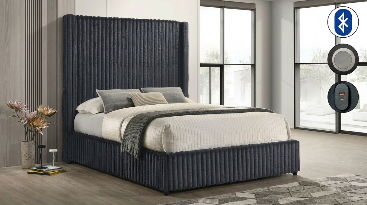 Melinda Corduroy Bed — Bluetooth Speaker and USB-C, 2 Colors