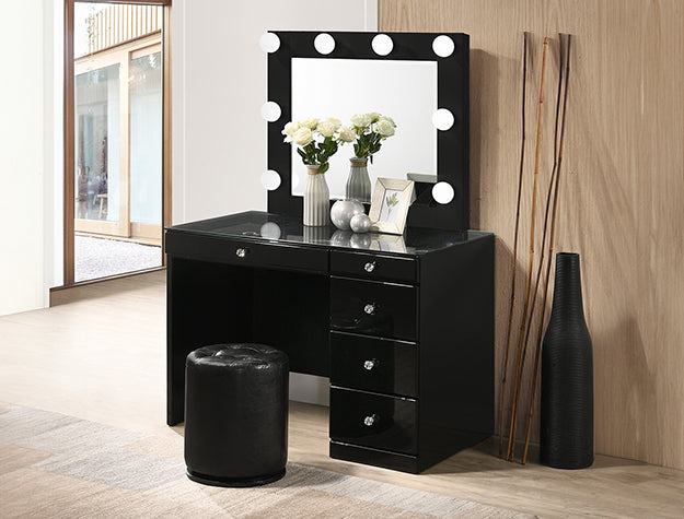 Morgan/Luxo Black Vanity Set — Base & Swivel Stool