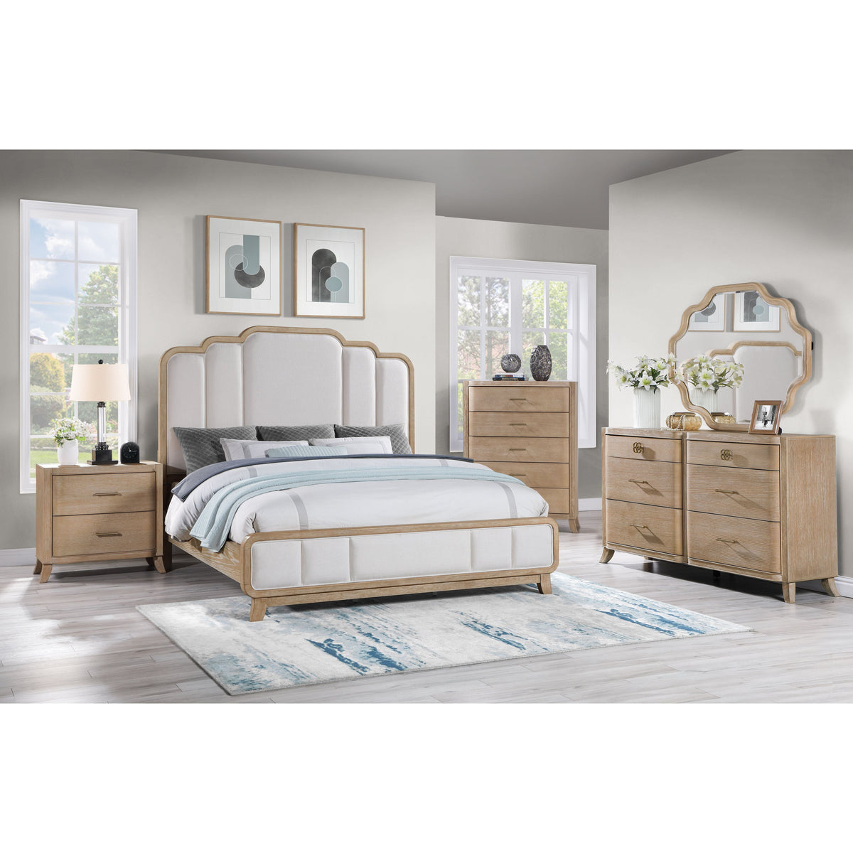 Laguna Natural Finish Bedroom Set — Bronze Hardware