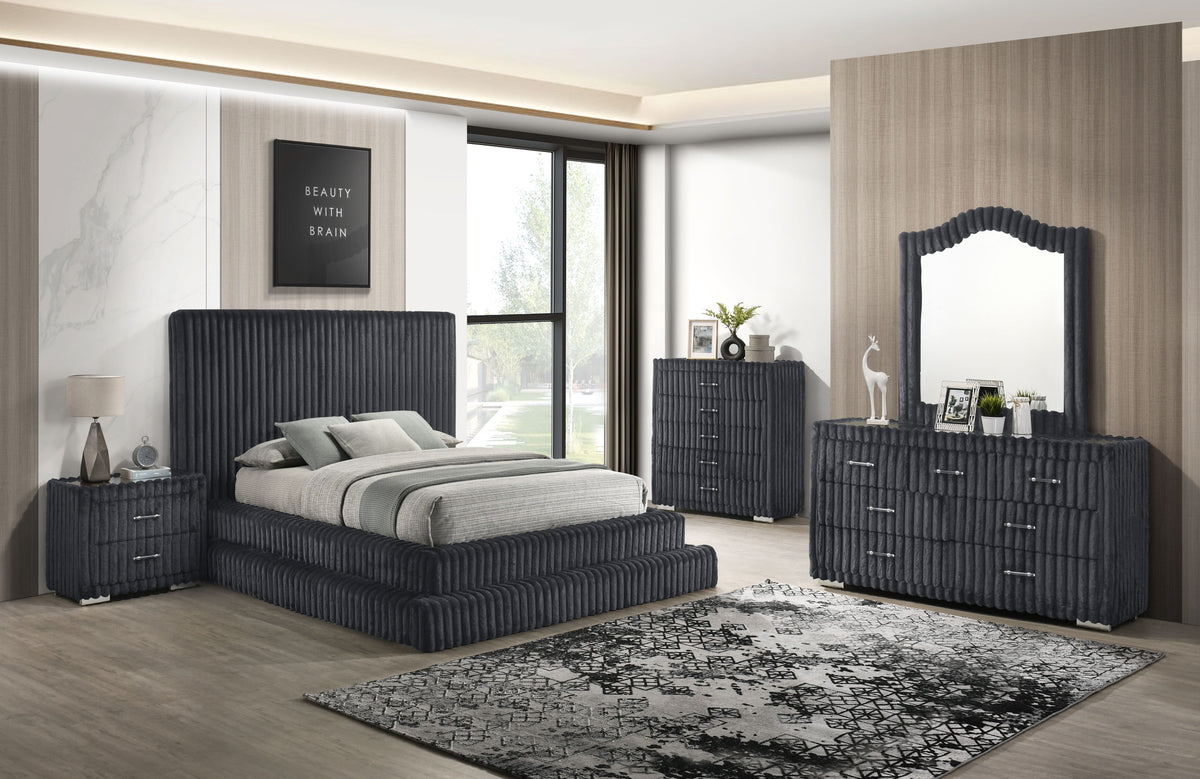 Micah Corduroy Bedroom Set — Glass-Top Storage Pieces