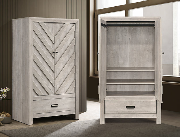 Valor Armoire — Chevron-Patterned Doors