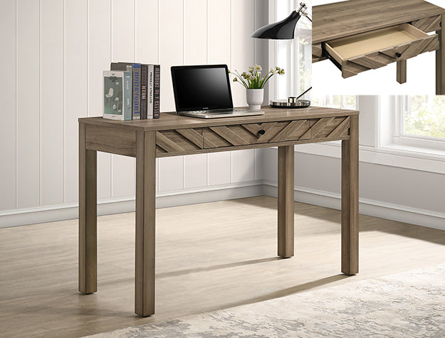 Valor Light Brown Writing Desk — Chevron Drawer