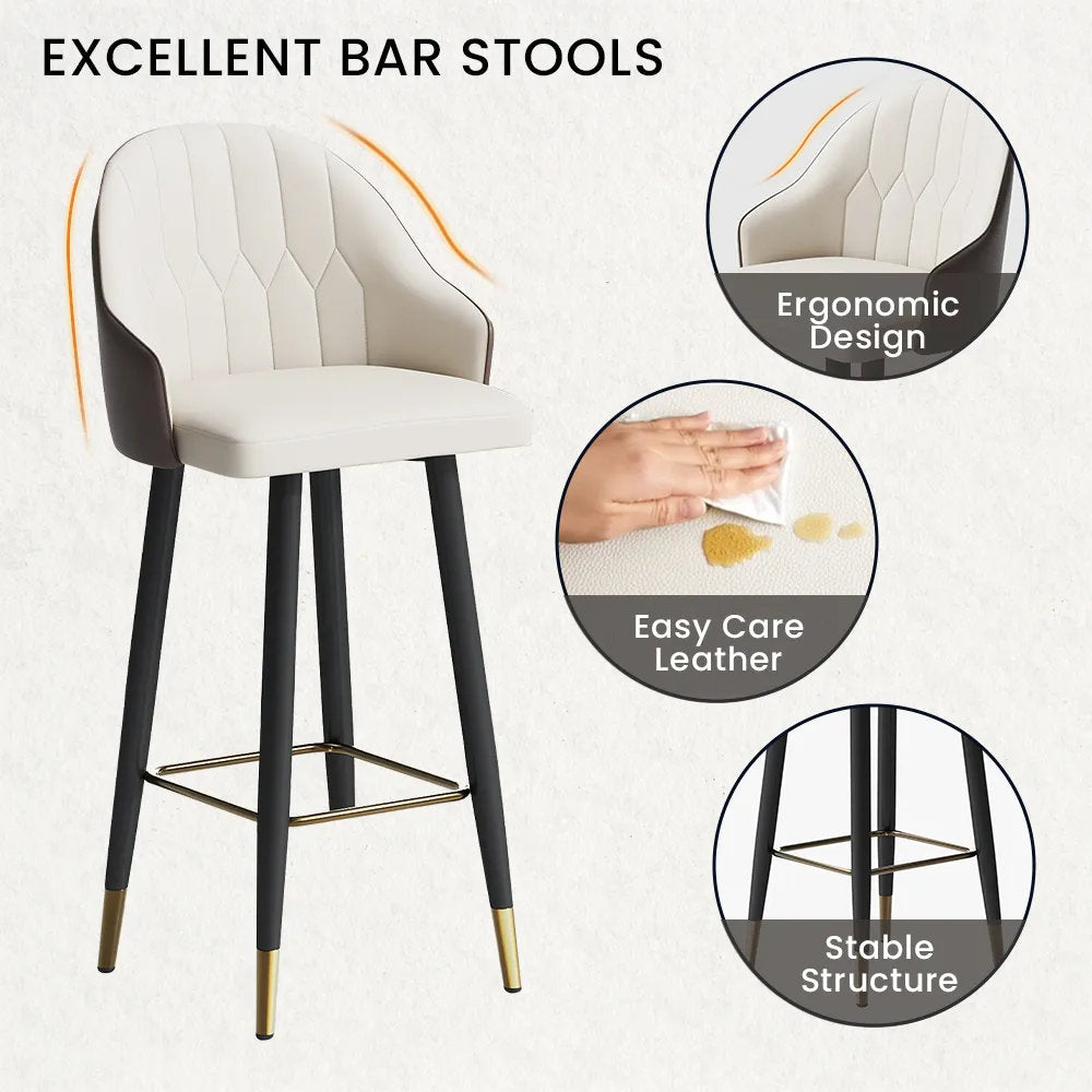 Modern Grey and Beige Leather Barstool — Ergonomic Design