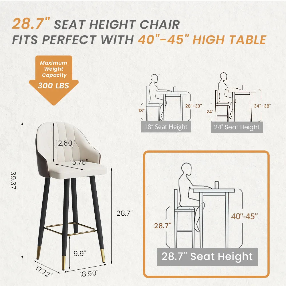 Modern Grey and Beige Leather Barstool — Ergonomic Design
