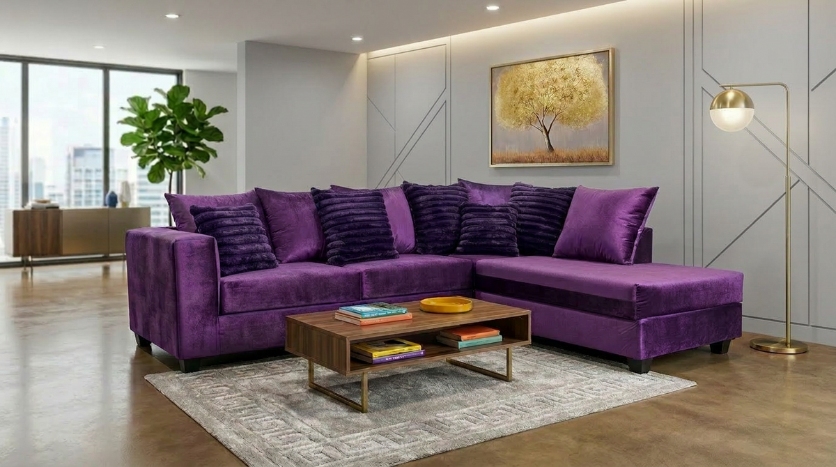 Kora Purple Fabric Sectional