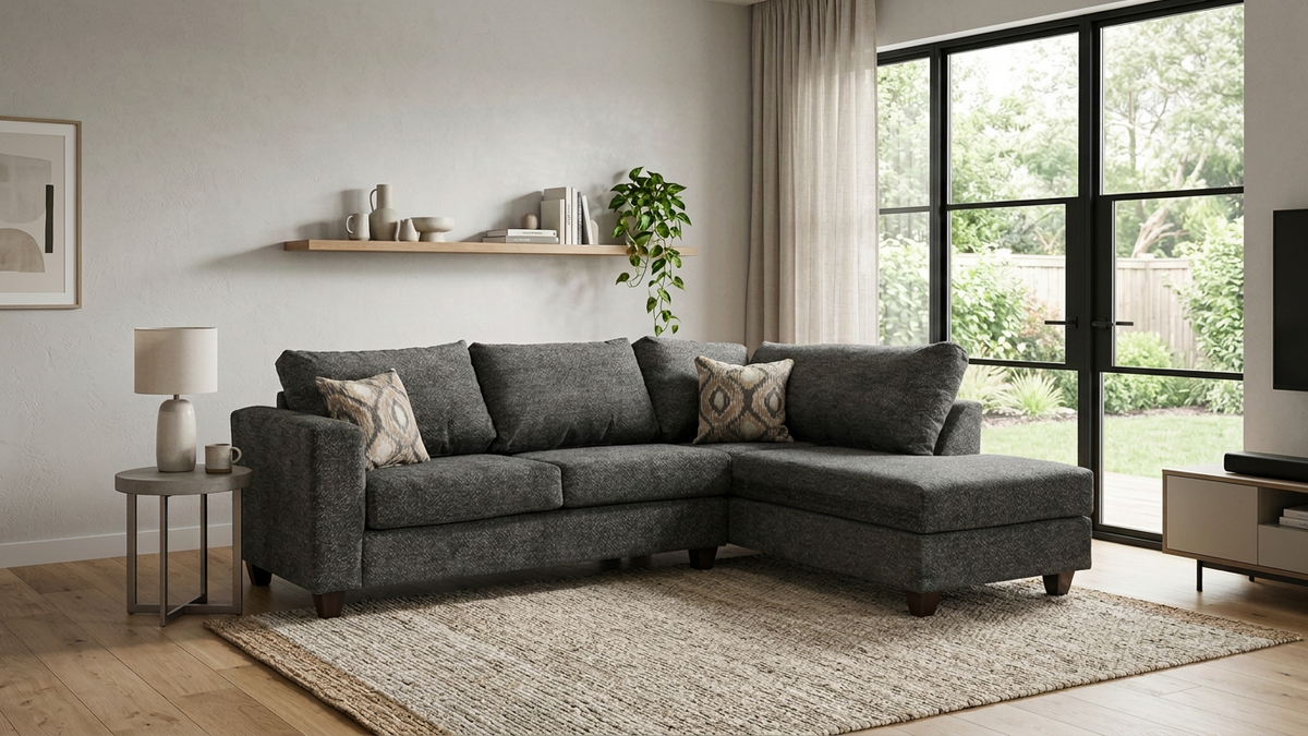 Plana Charcoal Sectional with Chaise