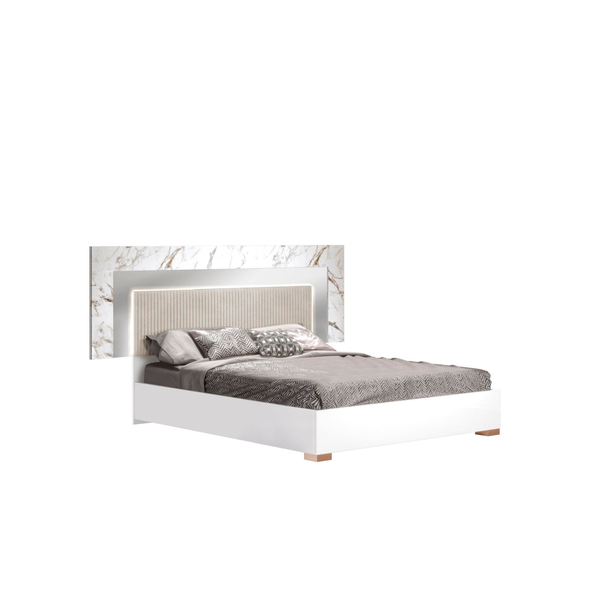 Cruz Italian Bedroom Collection — LED Velvet Headboard