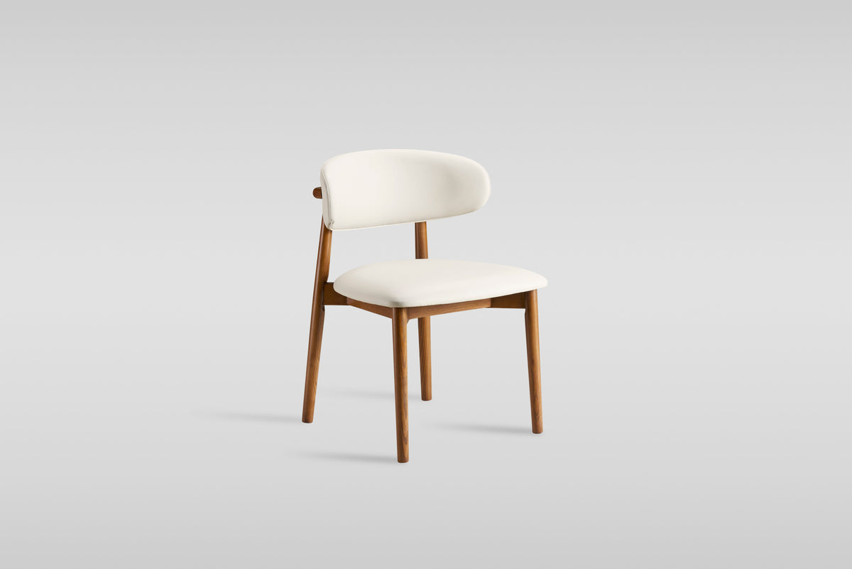 Dimi White Sintered Stone Dining Set — Bronze Base & Walnut Chairs