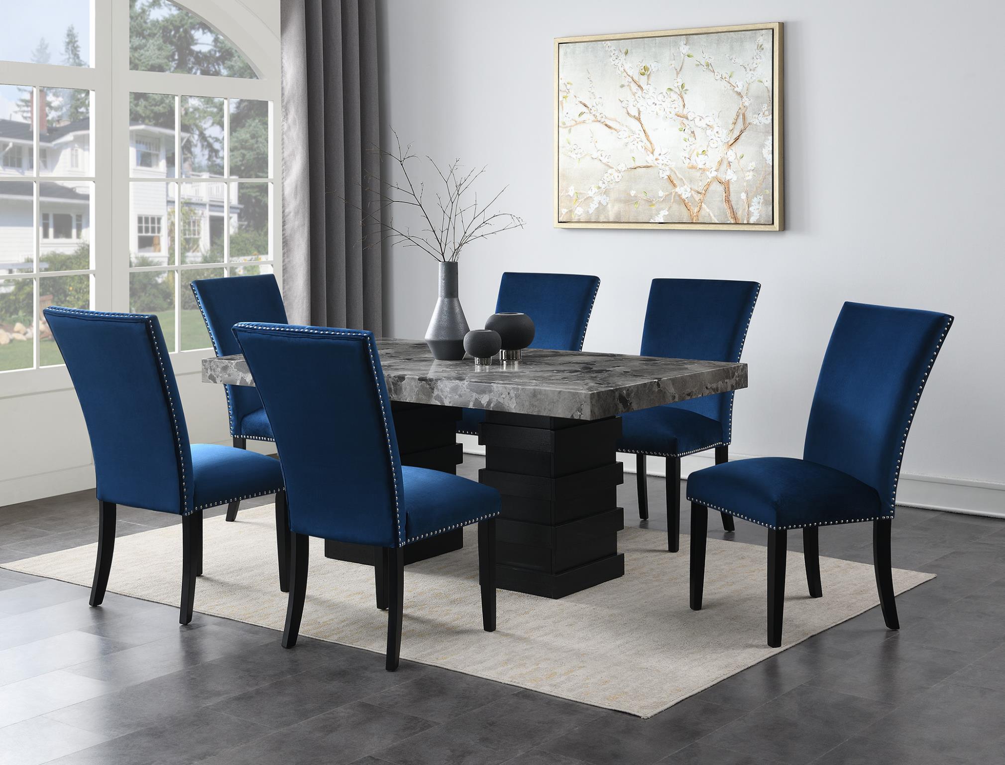 Gray Faux Marble Dining Table
