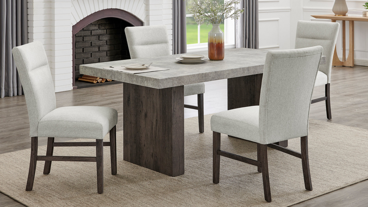 Basti Faux Concrete Dining Set in 5-Piece (Table & 4 Chairs)