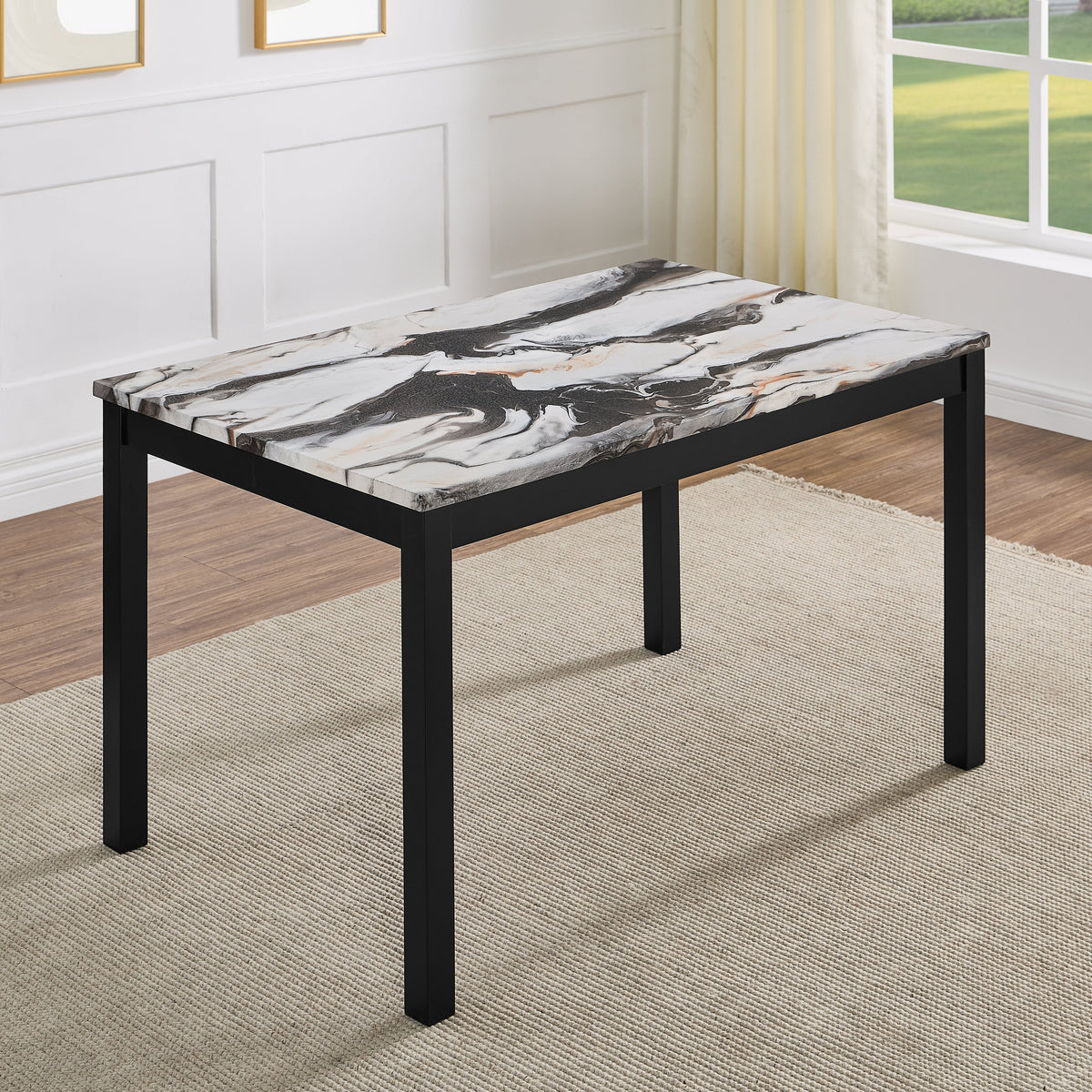 Noir faux marble dining set, side view