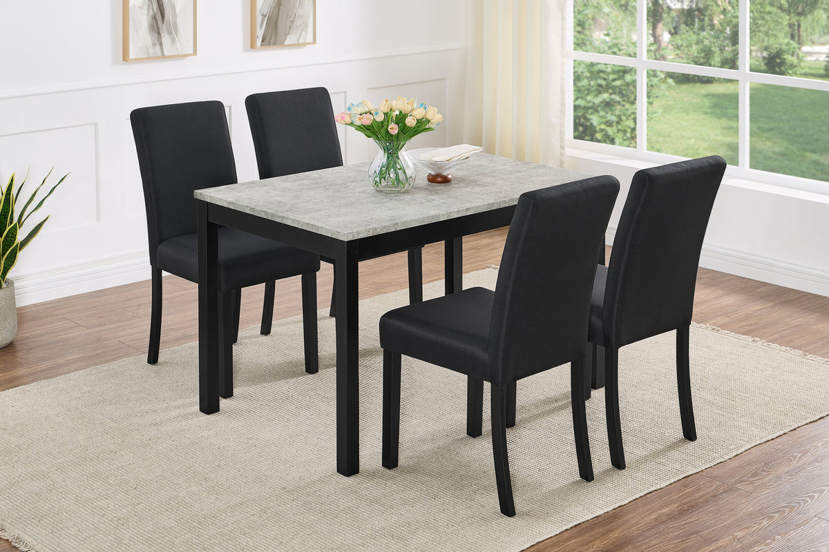 Noir 5-Piece Dining Set in Grey Faux Concrete