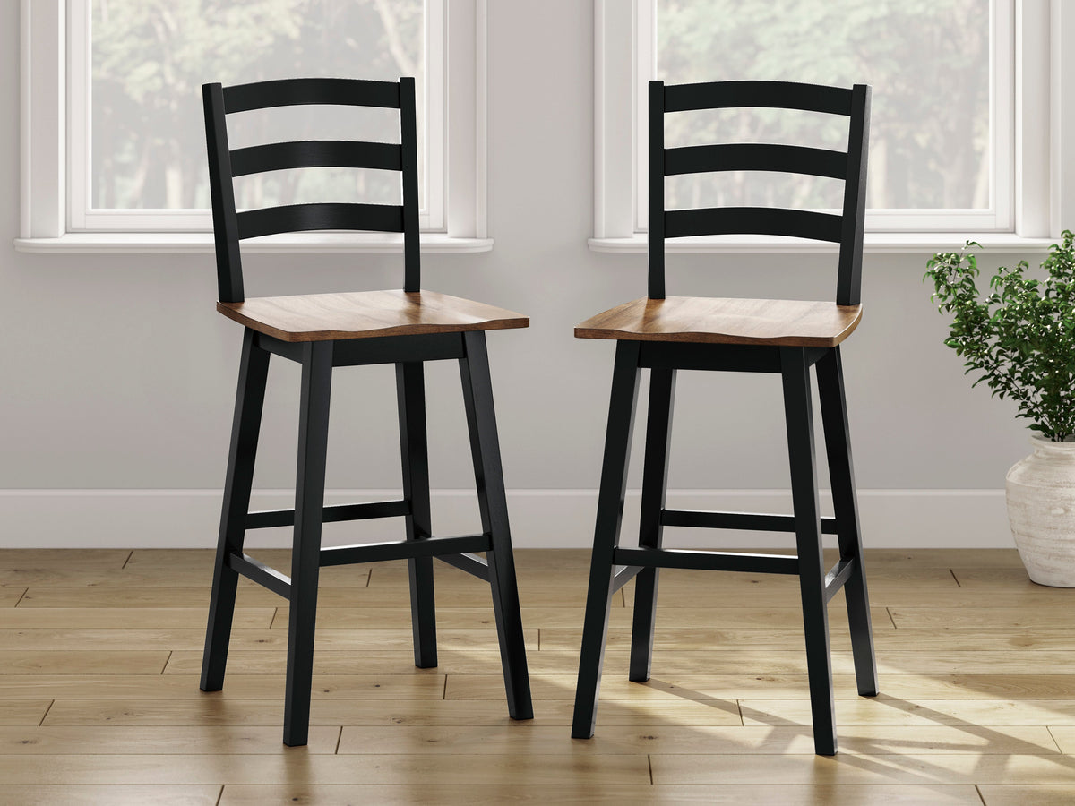 Wildenauer Brown and Black Swivel Barstool — Butcher Block Seat