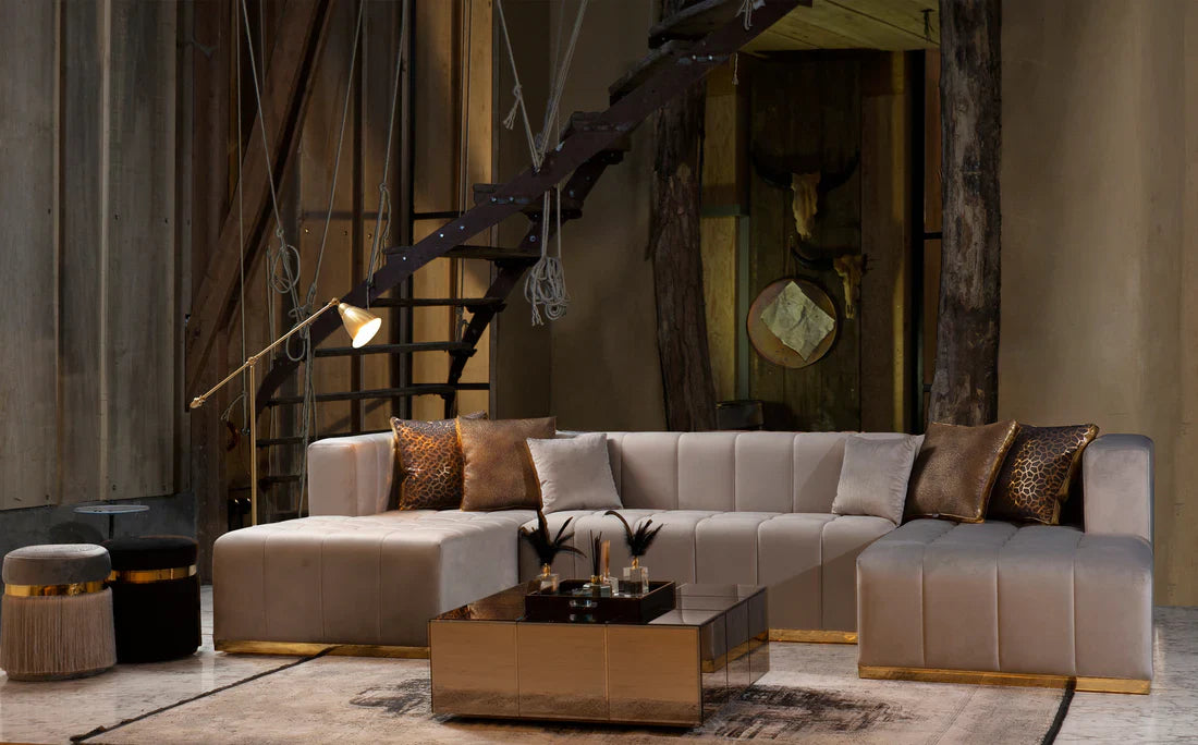 Elisha double chaise velvet sectional