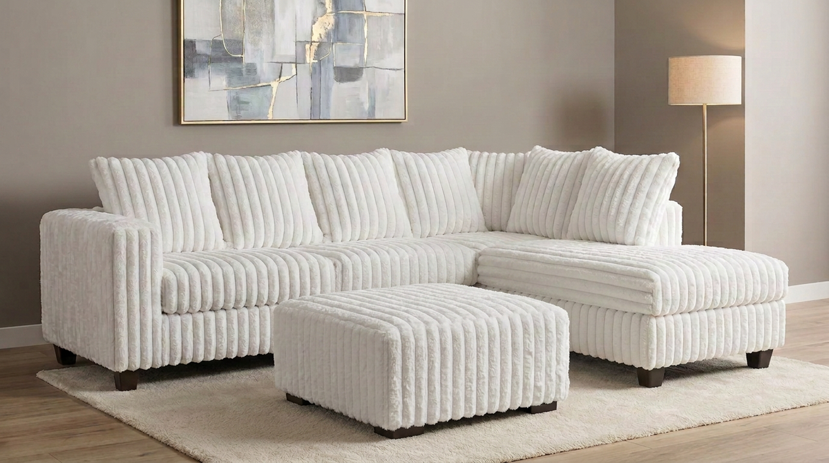 Gia Sectional with Chaise — Eggshell