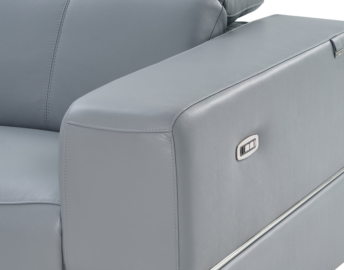 Franco II Light Blue Leather 7-Piece Sectional — Power Recline