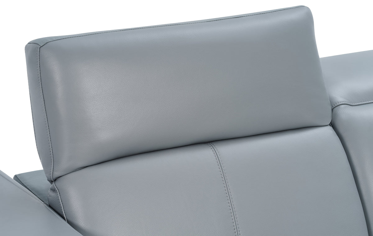 Franco II Light Blue Leather 7-Piece Sectional — Power Recline