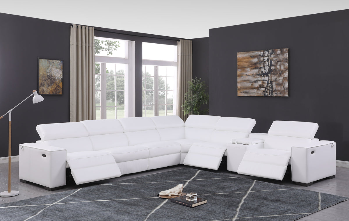 Picasso II Italian Leather 7-Piece Reclining Sectional, 2 Colors