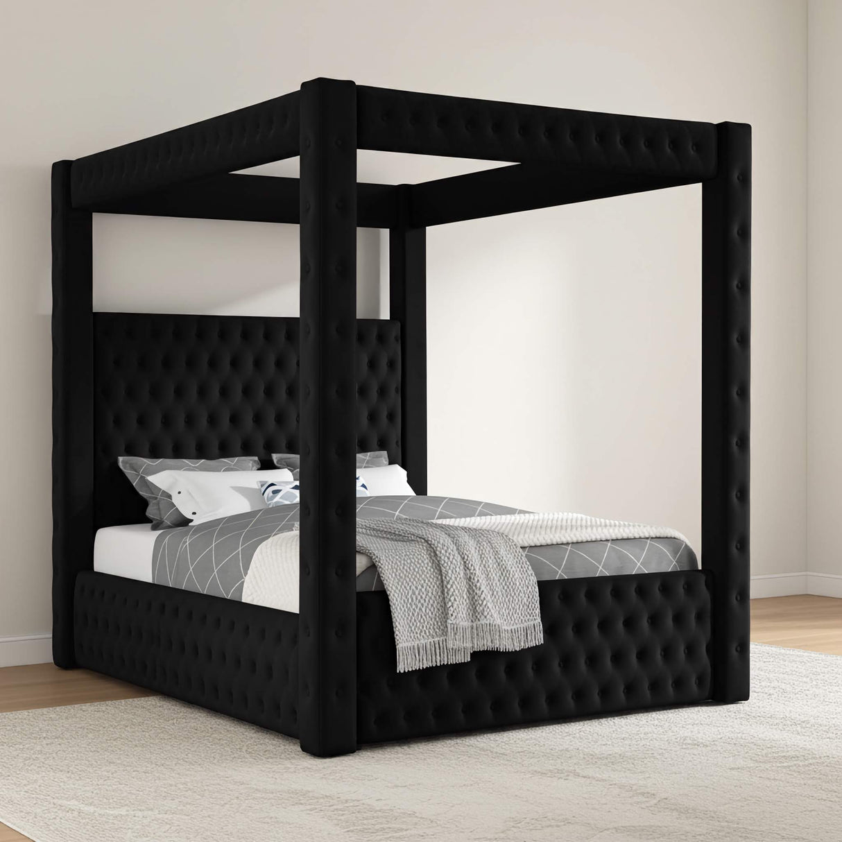 Annabelle Velvet Canopy Bed (Queen) — Classic Frame