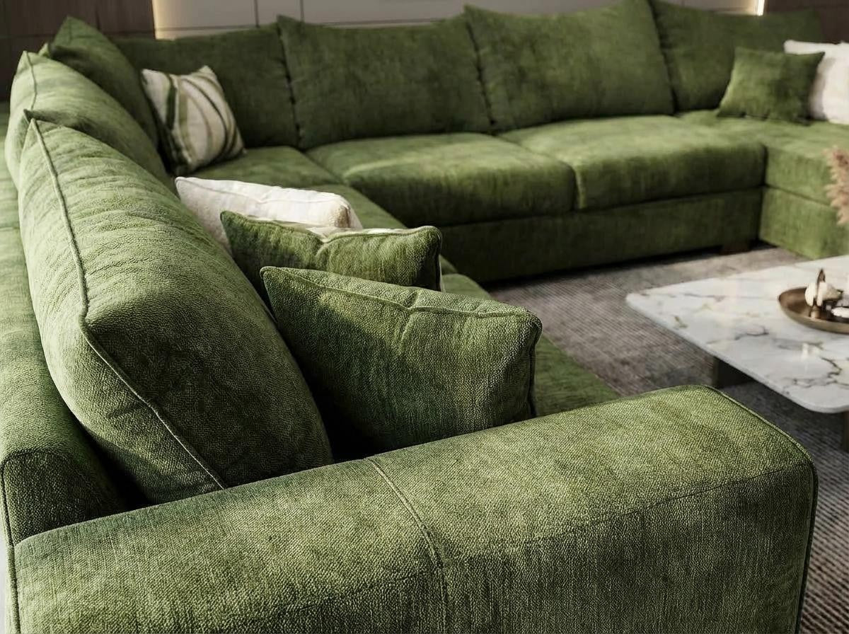 Cactus Green Oversized Sectional — Extended Chaise