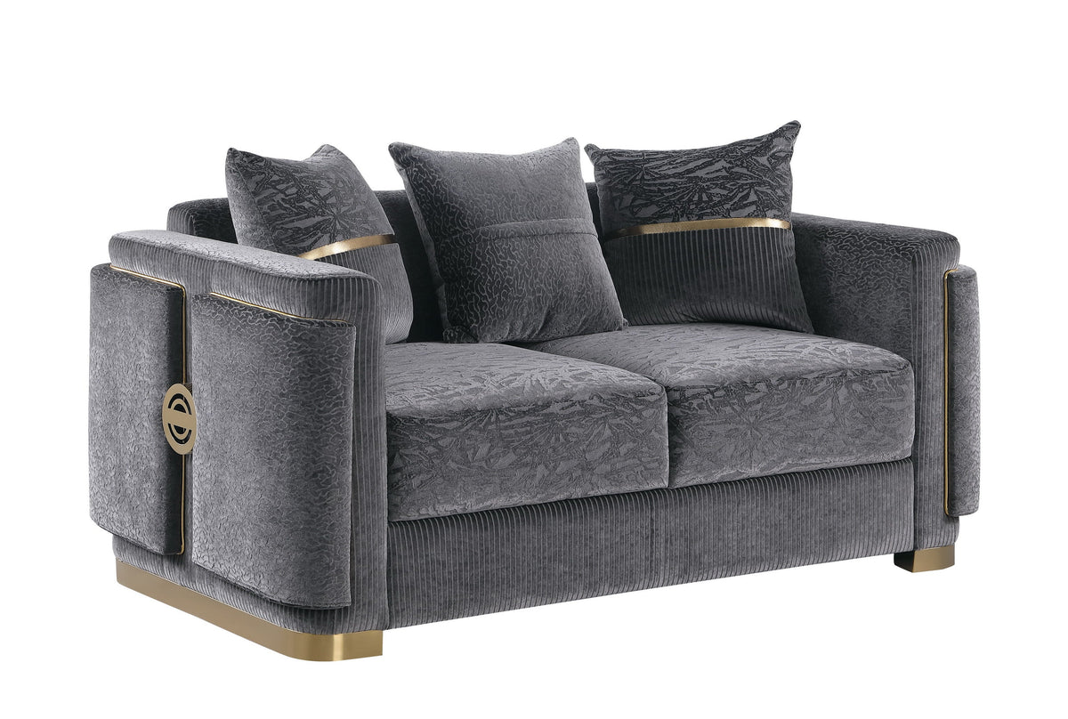 Capri Sofa & Loveseat Set — Gold-Tone Trim