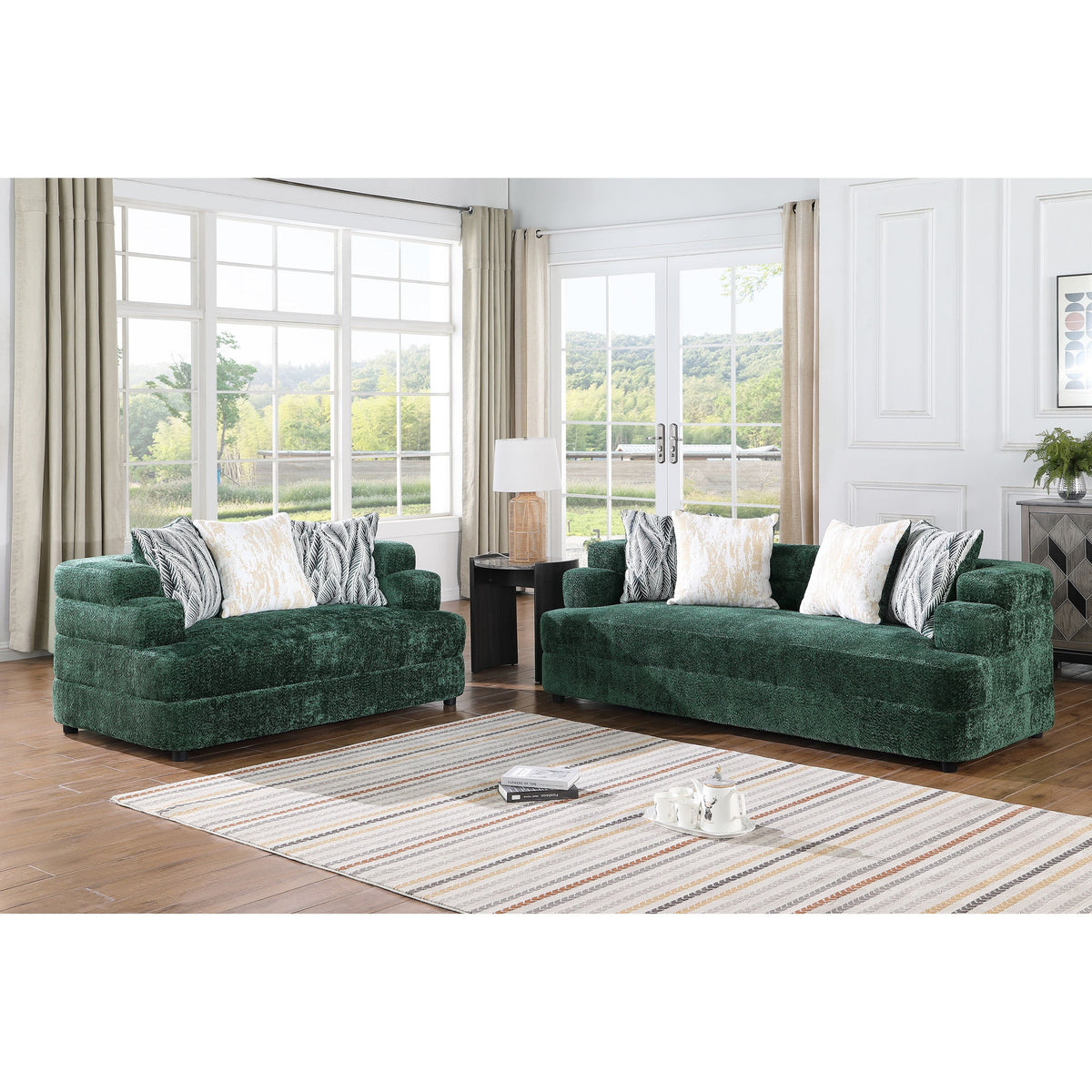 Stepso Green Boucle Sofa & Loveseat Set